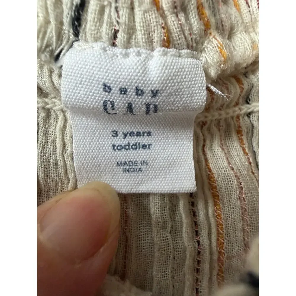 Baby Gap Metallic Stripe Gauze Flutter Sleeve Top Toddler 3T